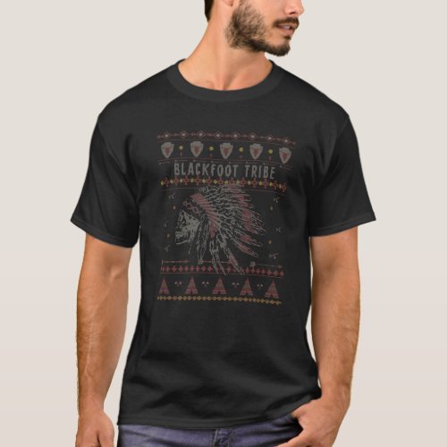 Blackfoot American Indian Tribe Ugly Christmas Hol T_Shirt