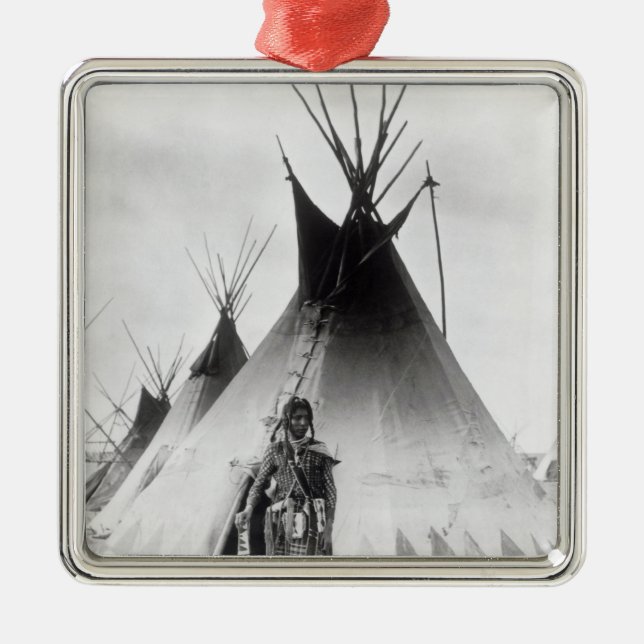 Blackfoot Brave, near Calgary, Alberta, 1889 Metal Ornament (Front)
