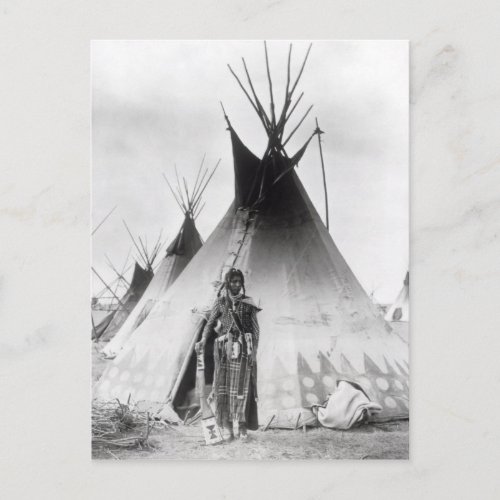 Blackfoot Brave near Calgary Alberta 1889 Postcard