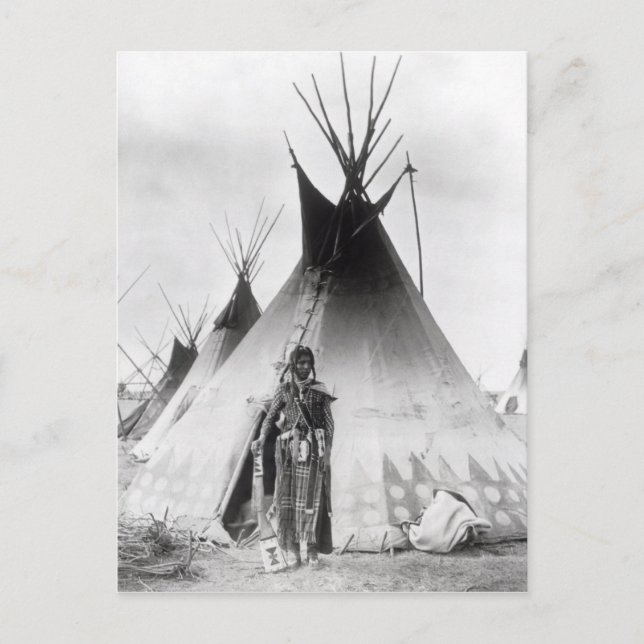 Blackfoot Brave, near Calgary, Alberta, 1889 Postcard (Front)