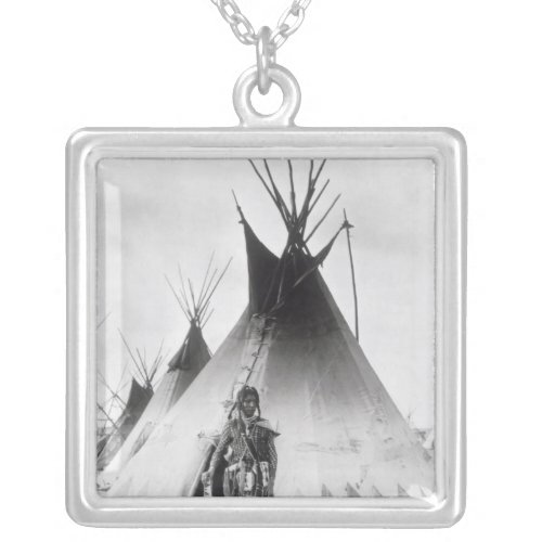 Blackfoot Brave near Calgary Alberta 1889 Silver Plated Necklace
