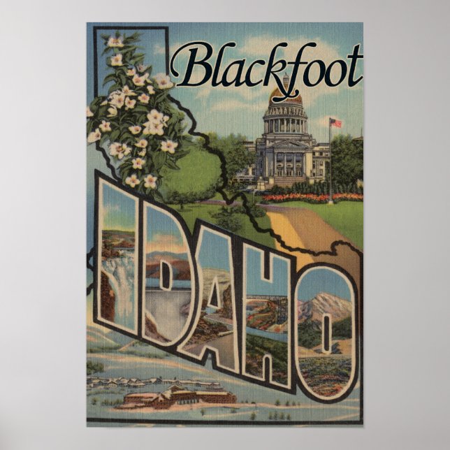 Blackfoot, Idaho - Large Letter Scenes Poster (Front)