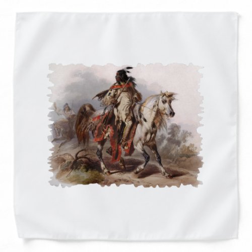 Blackfoot Indian On Arabian Horse being chased Bandana
