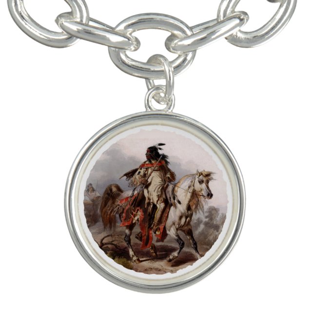 Blackfoot Indian On Arabian Horse being chased Bracelet (Design)