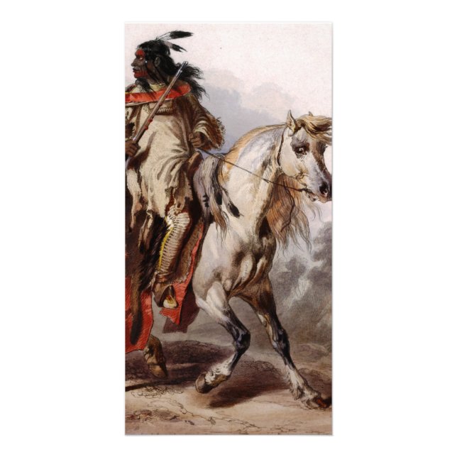 Blackfoot Indian On Arabian Horse being chased Card (Front)