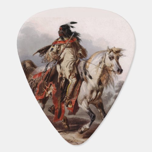 Blackfoot Indian On Arabian Horse being chased Guitar Pick