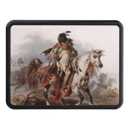 Blackfoot Indian On Arabian Horse being chased Hitch Cover