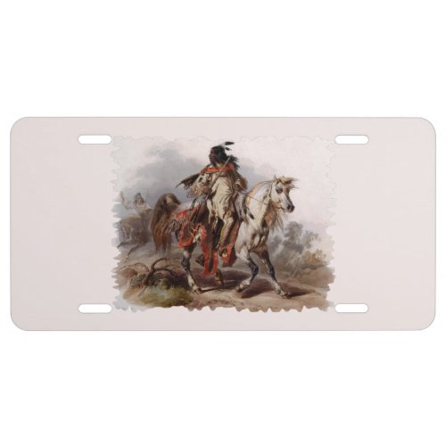 Blackfoot Indian On Arabian Horse being chased License Plate