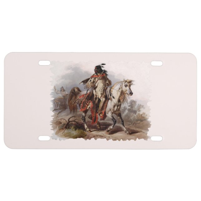 Blackfoot Indian On Arabian Horse being chased License Plate (Front)