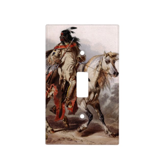 Blackfoot Indian On Arabian Horse being chased Light Switch Cover (Front)