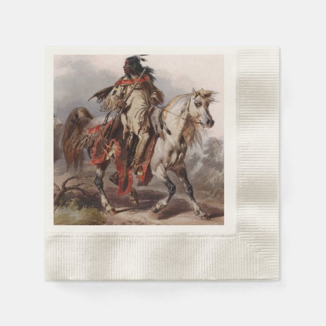 Blackfoot Indian On Arabian Horse being chased Paper Napkins (Front)