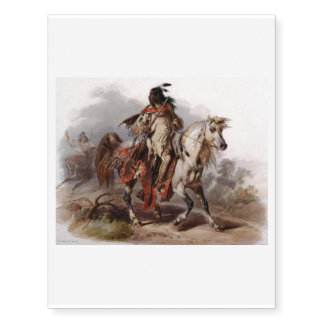 Blackfoot Indian On Arabian Horse being chased Temporary Tattoos