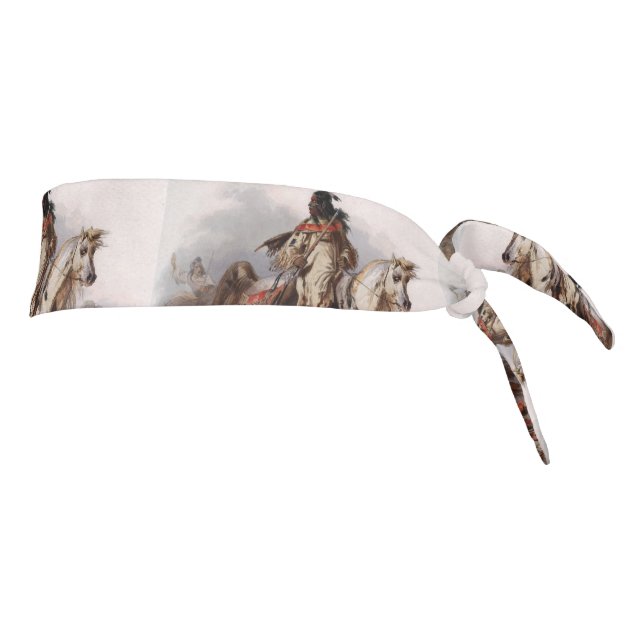 Blackfoot Indian On Arabian Horse being chased Tie Headband (Rotate 90)