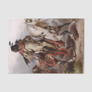 Blackfoot Indian On Arabian Horse being chased Tissue Paper