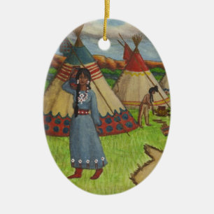Blackfoot Indians Ceramic Ornament