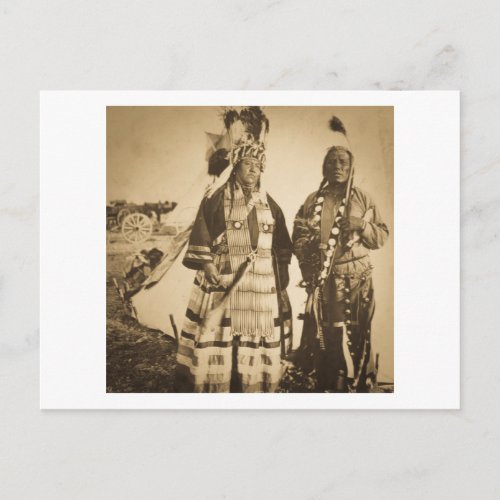 Blackfoot Indians Chief and Warrior Vintage Postcard