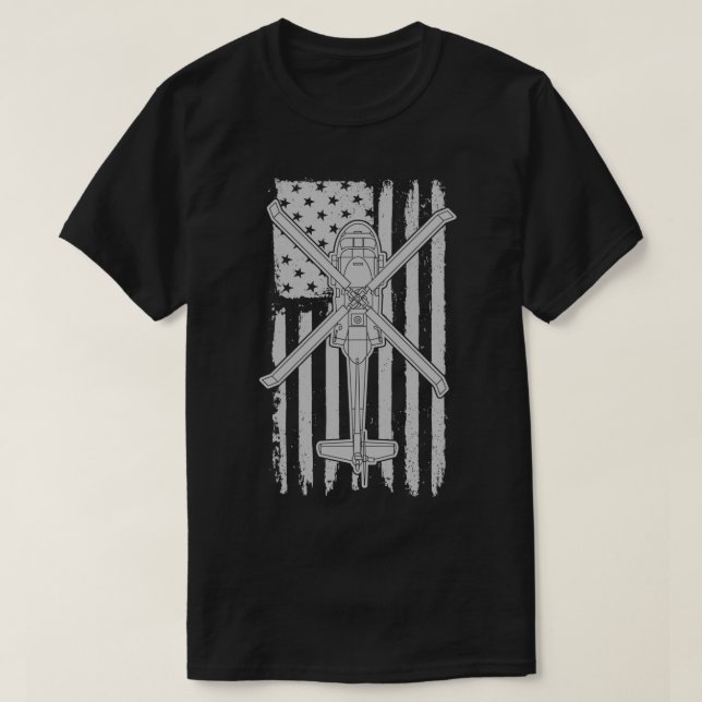 Blackhawk Military Helicopter American Flag UH60 G T-Shirt (Design Front)