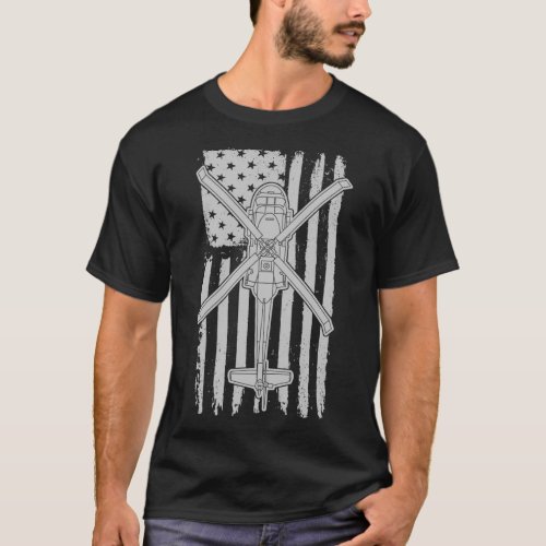 Blackhawk Military Helicopter American Flag UH60 G T_Shirt