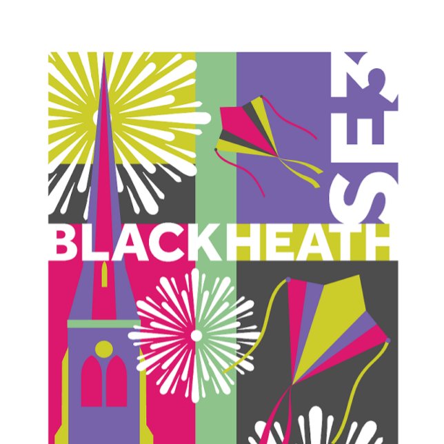 Blackheath, SE3 graphic design montage Poster (Blackheath, SE3, London graphic design poster)