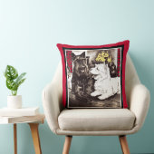 Blackie and Whitie by the fire Throw Pillow (Chair)
