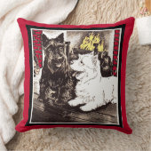 Blackie and Whitie by the fire Throw Pillow (Blanket)