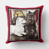 Blackie and Whitie by the fire Throw Pillow (Back)