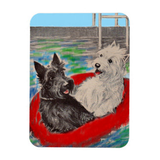 Blackie and Whitie on a raft Magnet