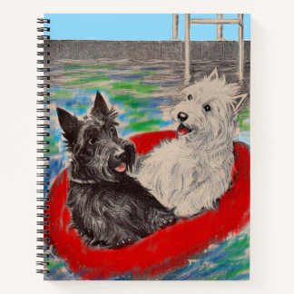 Blackie and Whitie on a raft Notebook