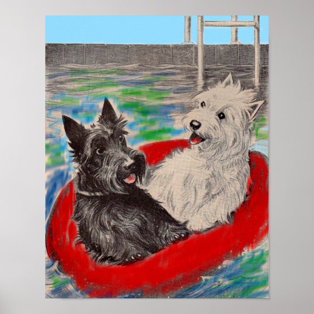 Blackie and Whitie on a raft Poster (Front)