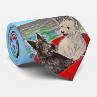 Blackie and Whitie on a raft print Neck Tie