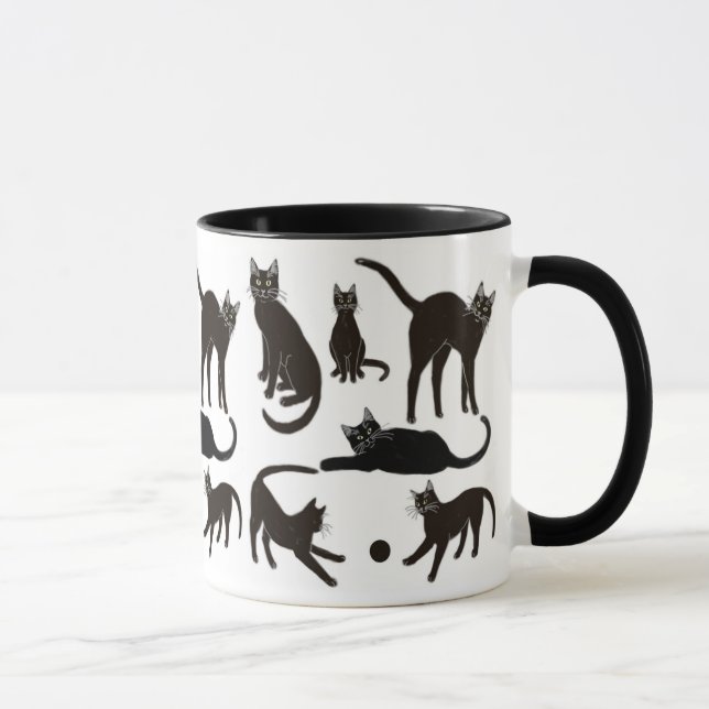 Blackie the Black Cat Ringer Mug (Right)