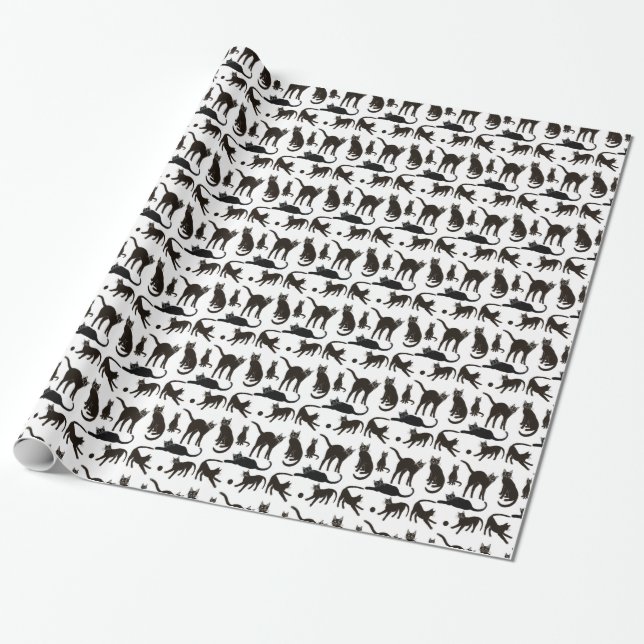Blackie the Black Cat Wrapping Paper (Unrolled)