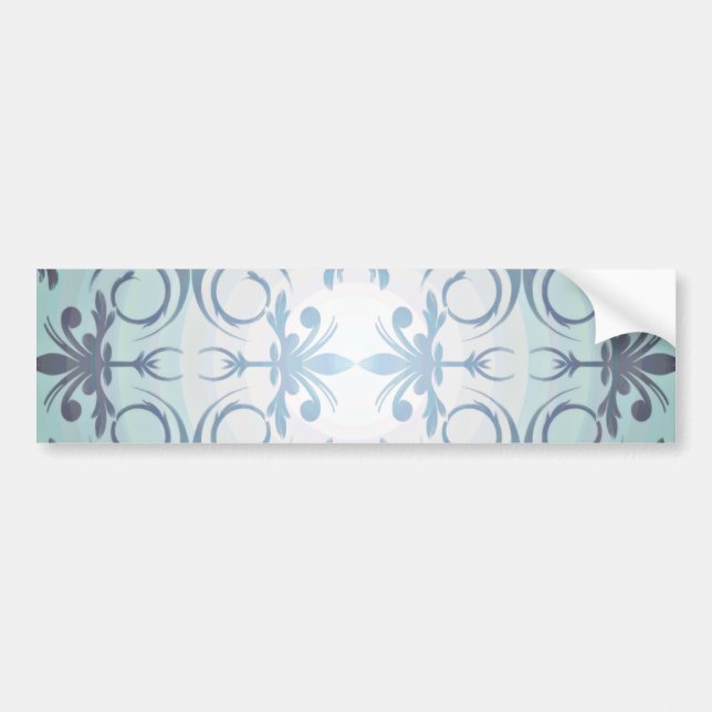 Blackish floral on light blue background bumper sticker (Front)