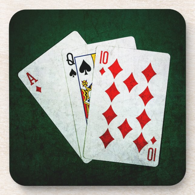 Blackjack 21 point - Ace, Queen, Ten Drink Coaster (Front)