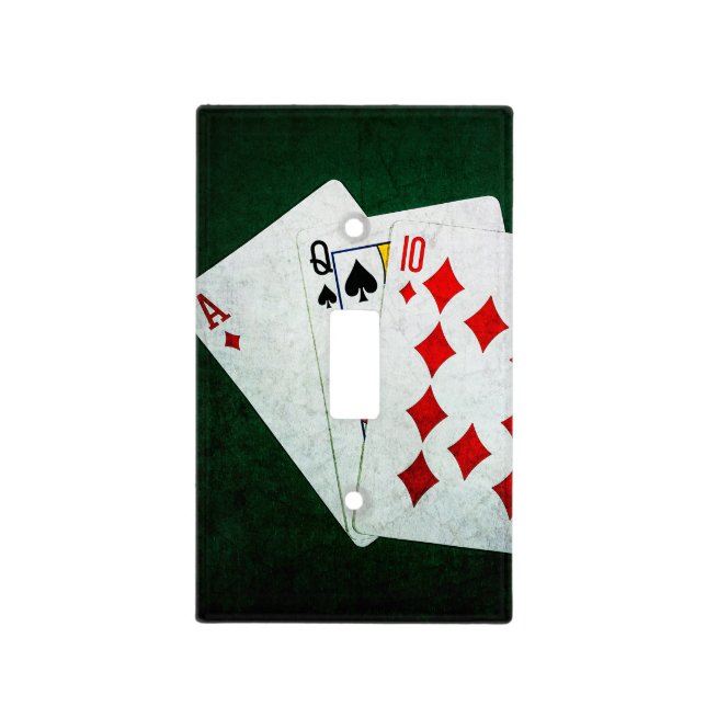 Blackjack 21 point - Ace, Queen, Ten Light Switch Cover (Front)