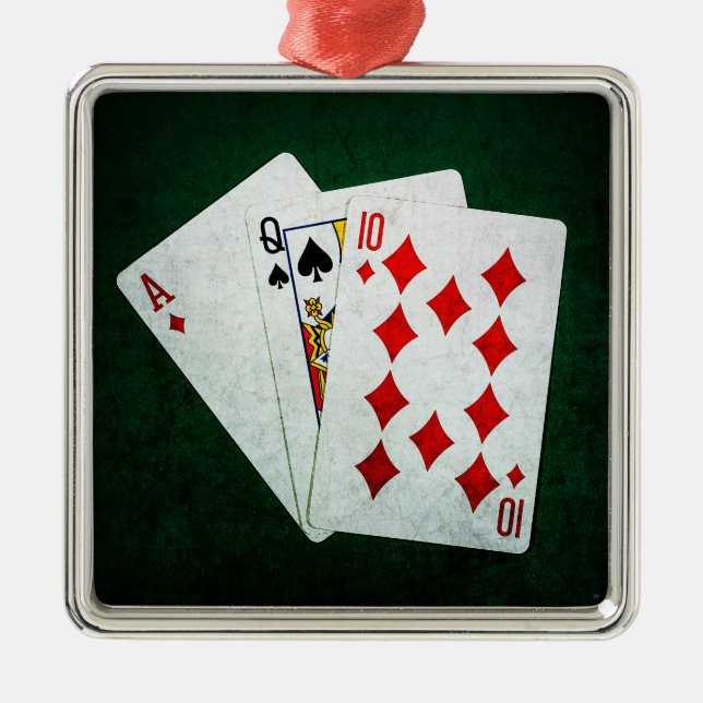 Blackjack 21 point - Ace, Queen, Ten Metal Ornament (Front)
