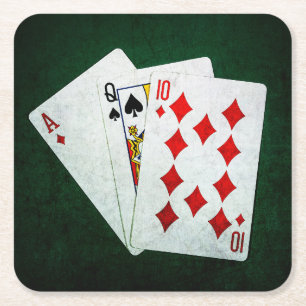 Blackjack 21 point - Ace, Queen, Ten Square Paper Coaster