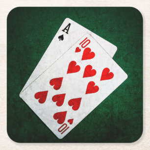 Blackjack 21 point - Ace, Ten Square Paper Coaster