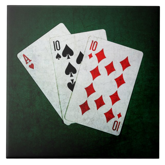Blackjack 21 point - Ace, Ten, Ten Ceramic Tile (Front)
