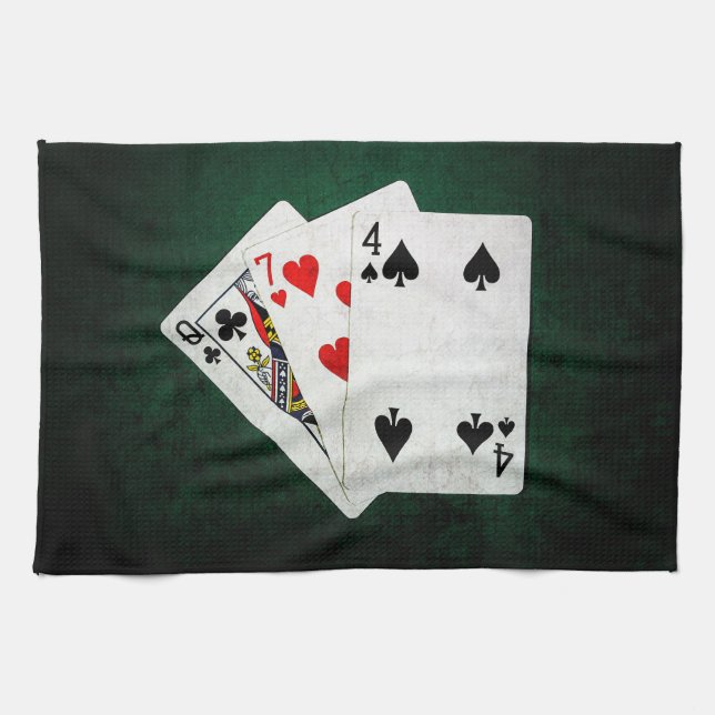 Blackjack 21 point - Queen, Seven, Four Kitchen Towel (Horizontal)
