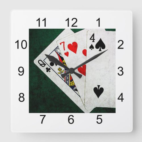 Blackjack 21 point _ Queen Seven Four Square Wall Clock