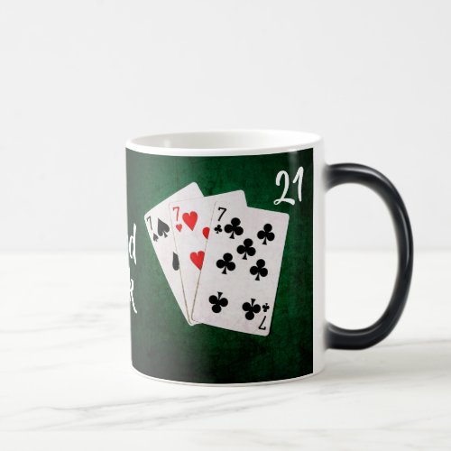 Blackjack 21 point _ three cards Seven _ Good Luck Magic Mug
