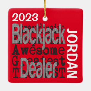 Blackjack Dealer Extraordinaire CUSTOM Ceramic Ornament