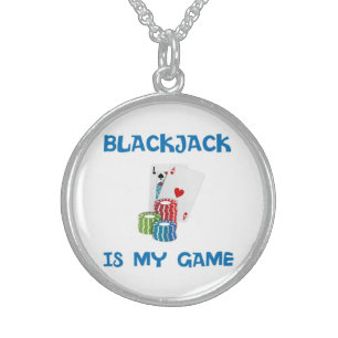 BLACKJACK IS MY GAME STERLING SILVER NECKLACE