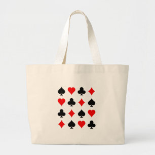 Blackjack / Poker Card Suits: Vector Art: Large Tote Bag