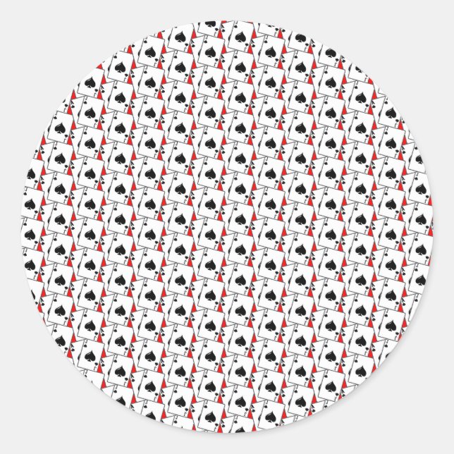 Blackjack Spades Red Classic Round Sticker (Front)