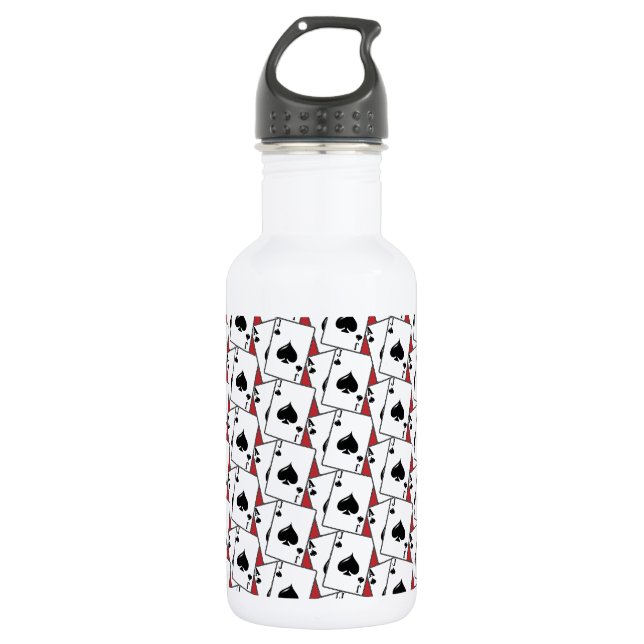 Blackjack Spades Red Large Water Bottle (Front)