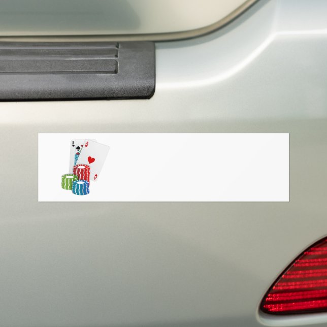 Blackjack with Poker Chips Bumper Sticker (On Car)