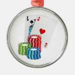 Blackjack With Poker Chips Metal Ornament at Zazzle