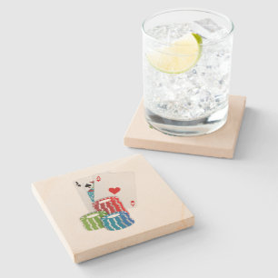 Blackjack with Poker Chips Stone Coaster
